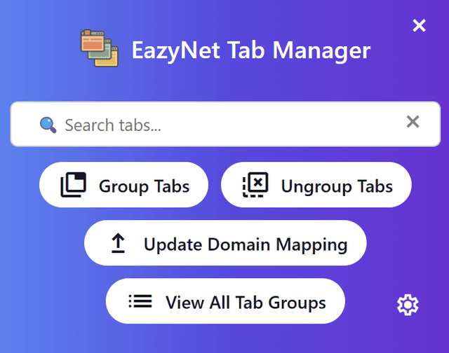 EazyNet interface showing grouped browser tabs